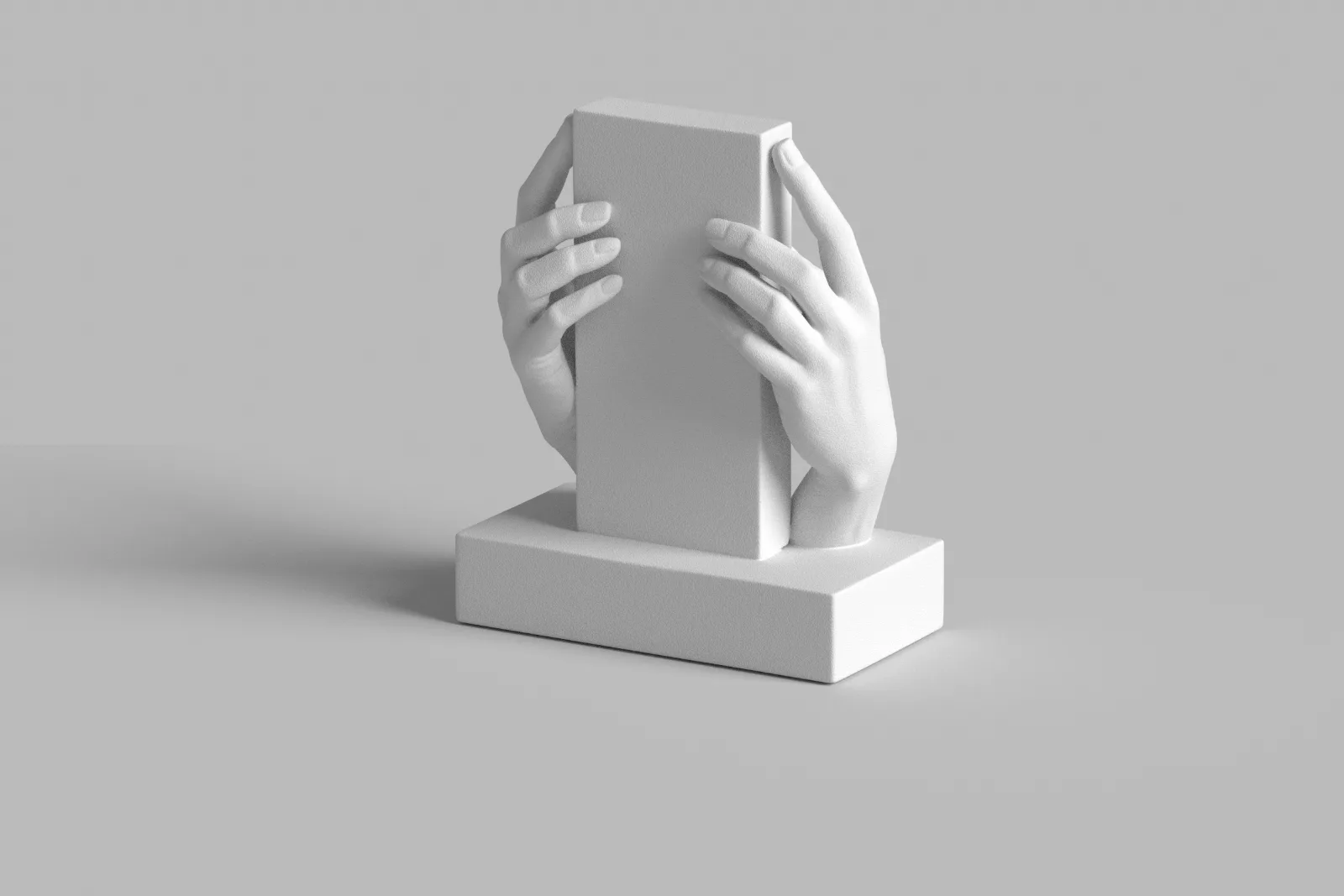 White scale model of the hands stage set